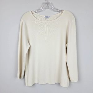 Pendelton Cream Crew Neck Long Sleeves Basic Classic Rayon Knit Top Size L